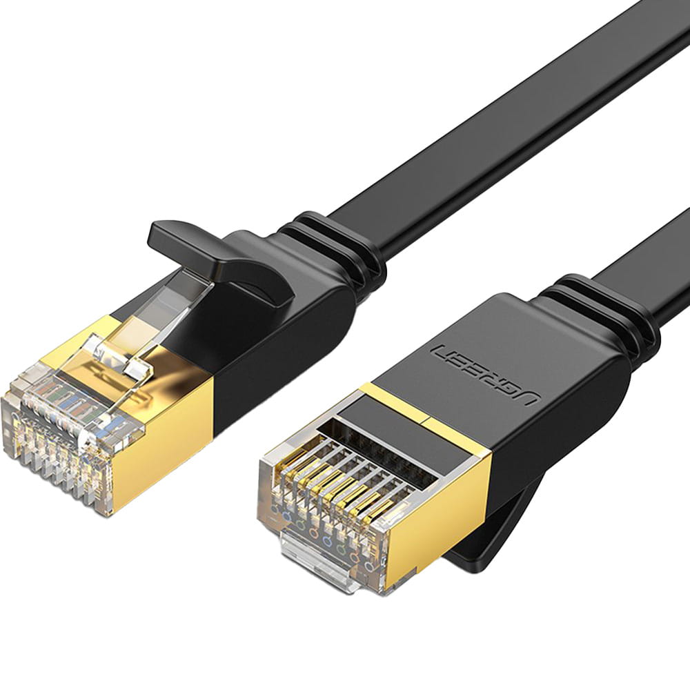LAN-Flachnetzwerkkabel, Ugreen, Ethernet RJ45 Cat 7, U/FTP 10 Gbps, 0.5 m, Schwarz