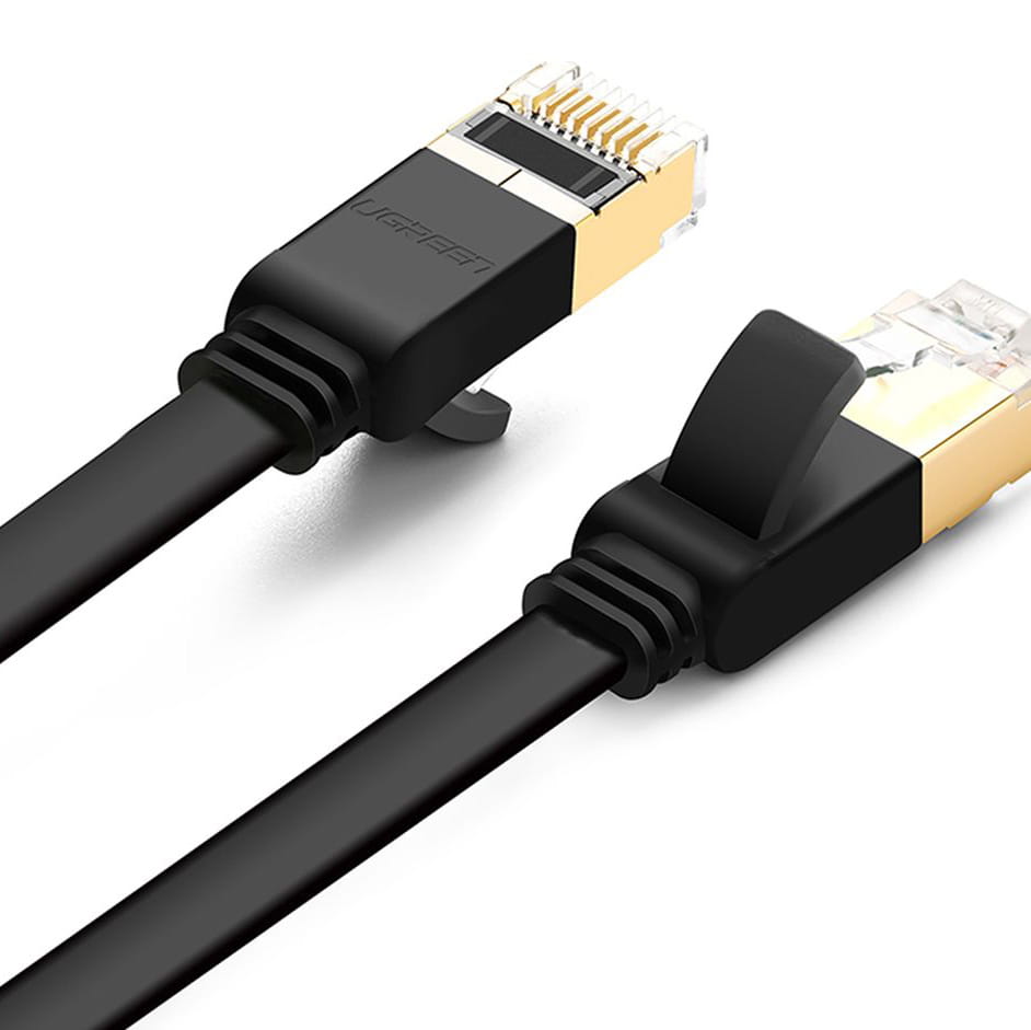 LAN-Flachnetzwerkkabel, Ugreen, Ethernet RJ45 Cat 7, U/FTP 10 Gbps, 0.5 m, Schwarz