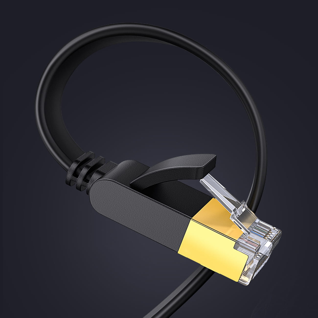 LAN-Flachnetzwerkkabel, Ugreen, Ethernet RJ45 Cat 7, U/FTP 10 Gbps, 0.5 m, Schwarz