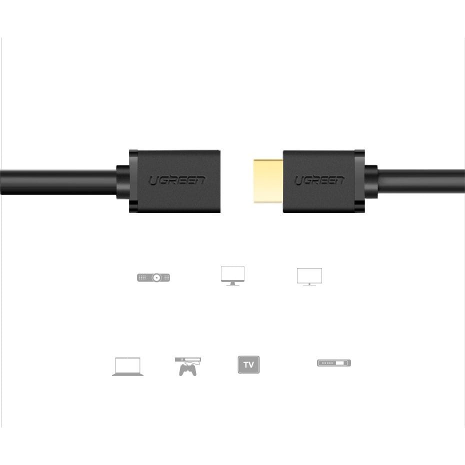 Adapterkabel HDMI (Stecker) - HDMI (Buchse), Ugreen 19 pin, 4K 60Hz, 2 m, Schwarz