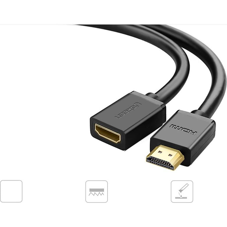 Adapterkabel HDMI (Stecker) - HDMI (Buchse), Ugreen 19 pin, 4K 60Hz, 2 m, Schwarz