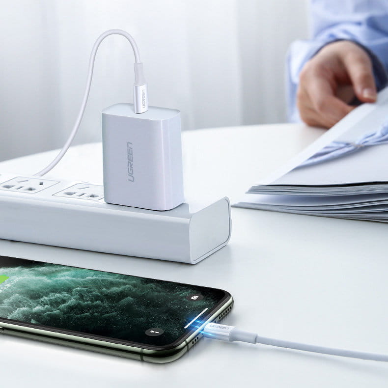 Kabel USB-C zu Lightning MFi, Ugreen 20W 3A, 1.5m, Weiß