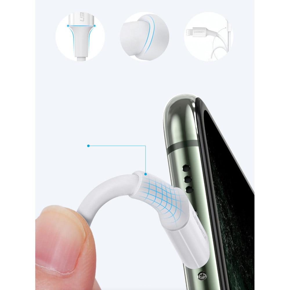 Kabel USB-C zu Lightning MFi, Ugreen 20W 3A, 1.5m, Weiß