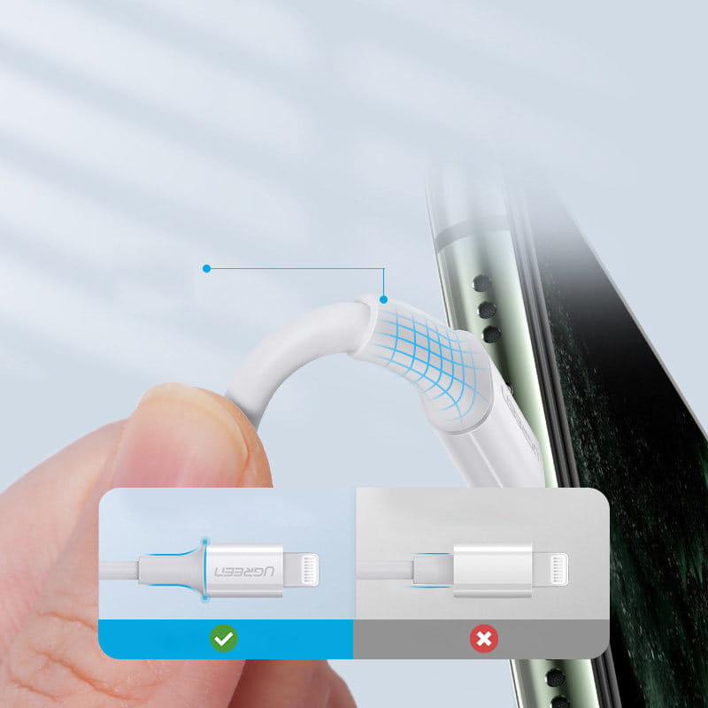 Kabel USB-C zu Lightning MFi, Ugreen 20W 3A, 1.5m, Weiß