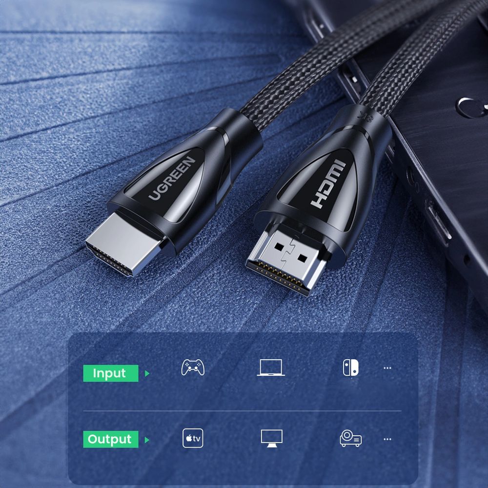 Nylon Kabel Ugreen HD140 HDMI 2.1, 8K / 60Hz, 3 m, Schwarz