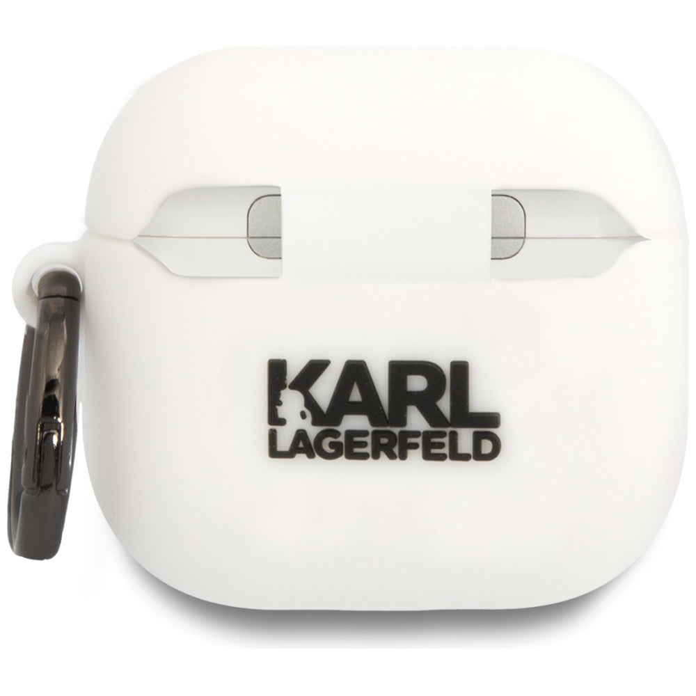 Schutzhülle für AirPods 5 / 4, Karl Lagerfeld Silicone Karl Head 3D Case, Weiß