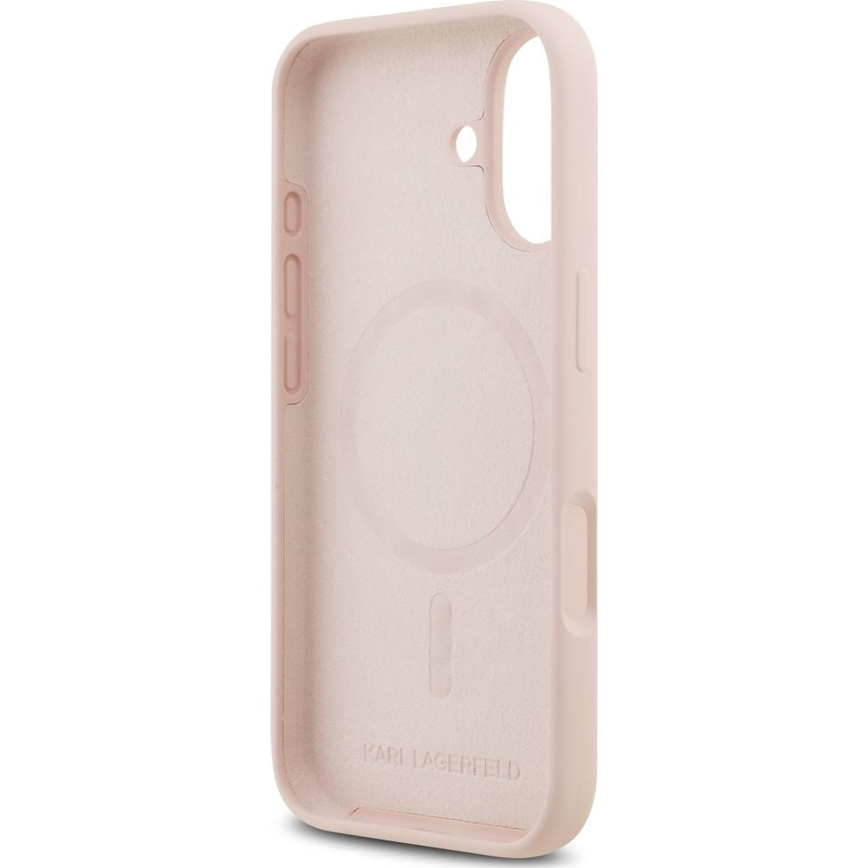 Handyhülle für iPhone 17, Karl Lagerfeld Liquid Hardcase Karl & Choupette Body Ring mit MagSafe, Rosa