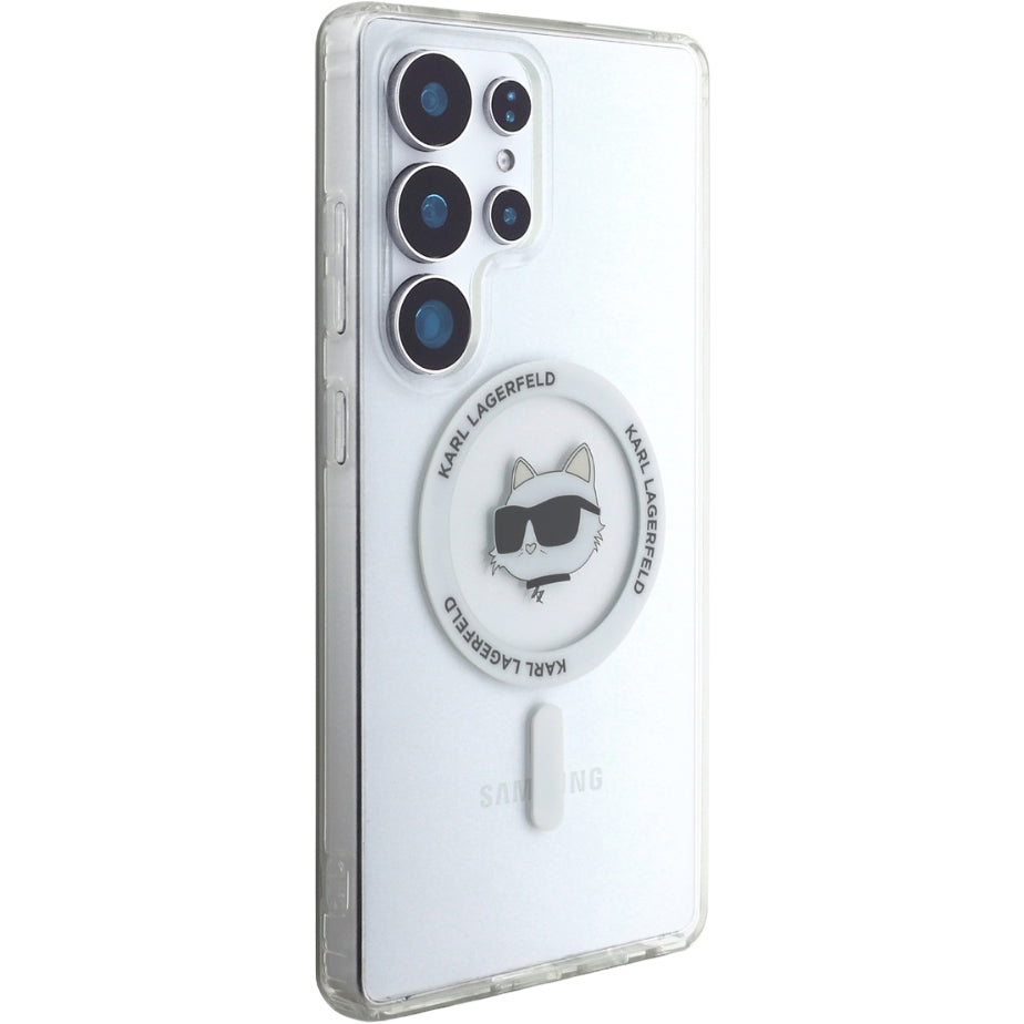Handyhülle für Galaxy S25 Ultra, Karl Lagerfeld Button Choupette Head mit MagSafe, Transparent