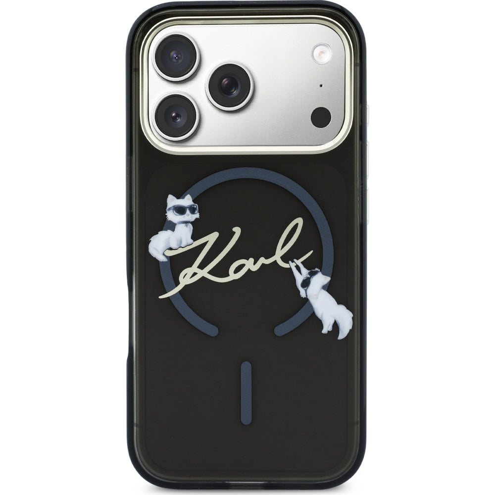 Handyhülle für iPhone 18 Pro / 17 Pro, Karl Lagerfeld Hardcase Script Logo mit MagSafe, Schwarz