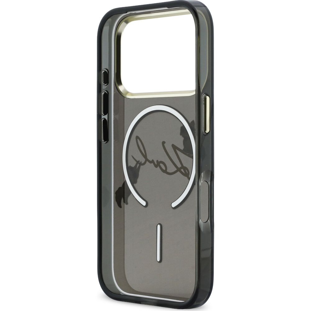 Handyhülle für iPhone 18 Pro / 17 Pro, Karl Lagerfeld Hardcase Script Logo mit MagSafe, Schwarz