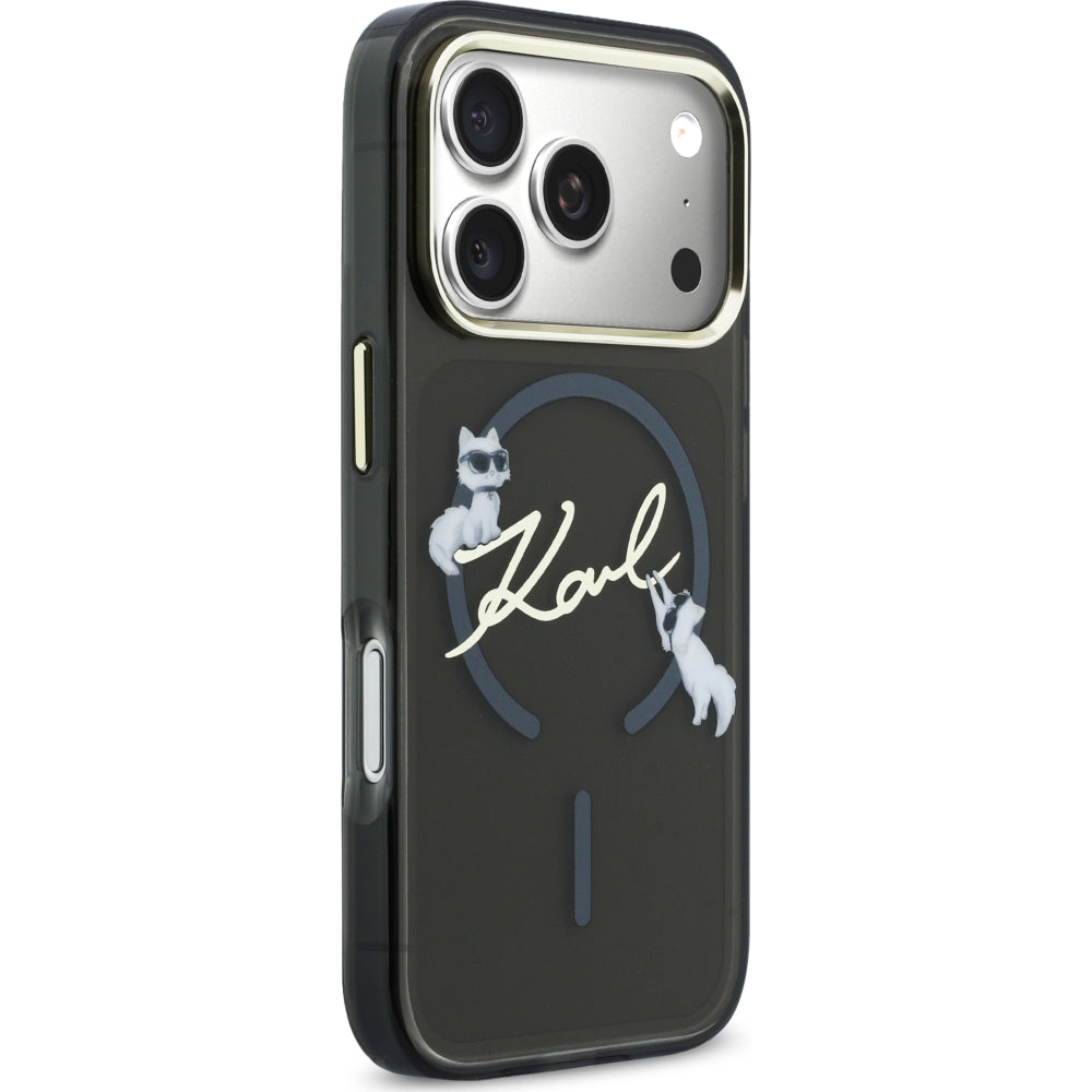 Handyhülle für iPhone 18 Pro / 17 Pro, Karl Lagerfeld Hardcase Script Logo mit MagSafe, Schwarz