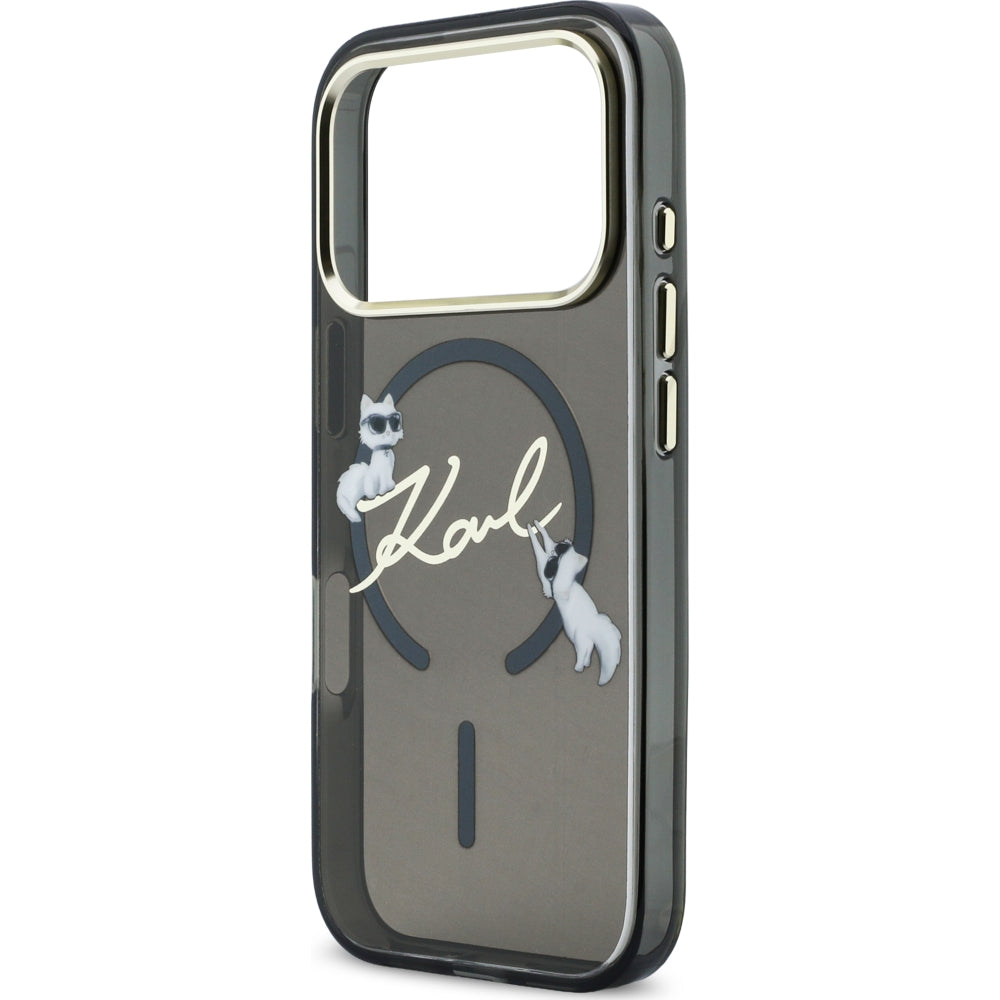 Handyhülle für iPhone 18 Pro / 17 Pro, Karl Lagerfeld Hardcase Script Logo mit MagSafe, Schwarz
