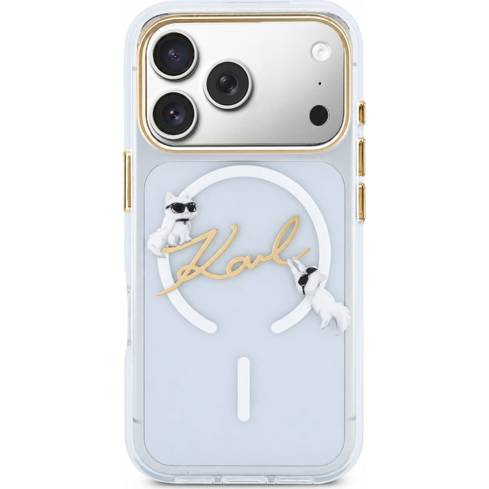 Handyhülle für iPhone 18 Pro Max / 17 Pro Max, Karl Lagerfeld Hardcase Script Logo mit MagSafe, Transparent