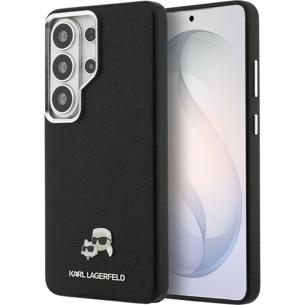 Handyhülle für Galaxy S26 Ultra, Karl Lagerfeld Saffiano Full Wrapped MagSafe, Schwarze mit Karl Lagerfeld und seiner Katze Choupette