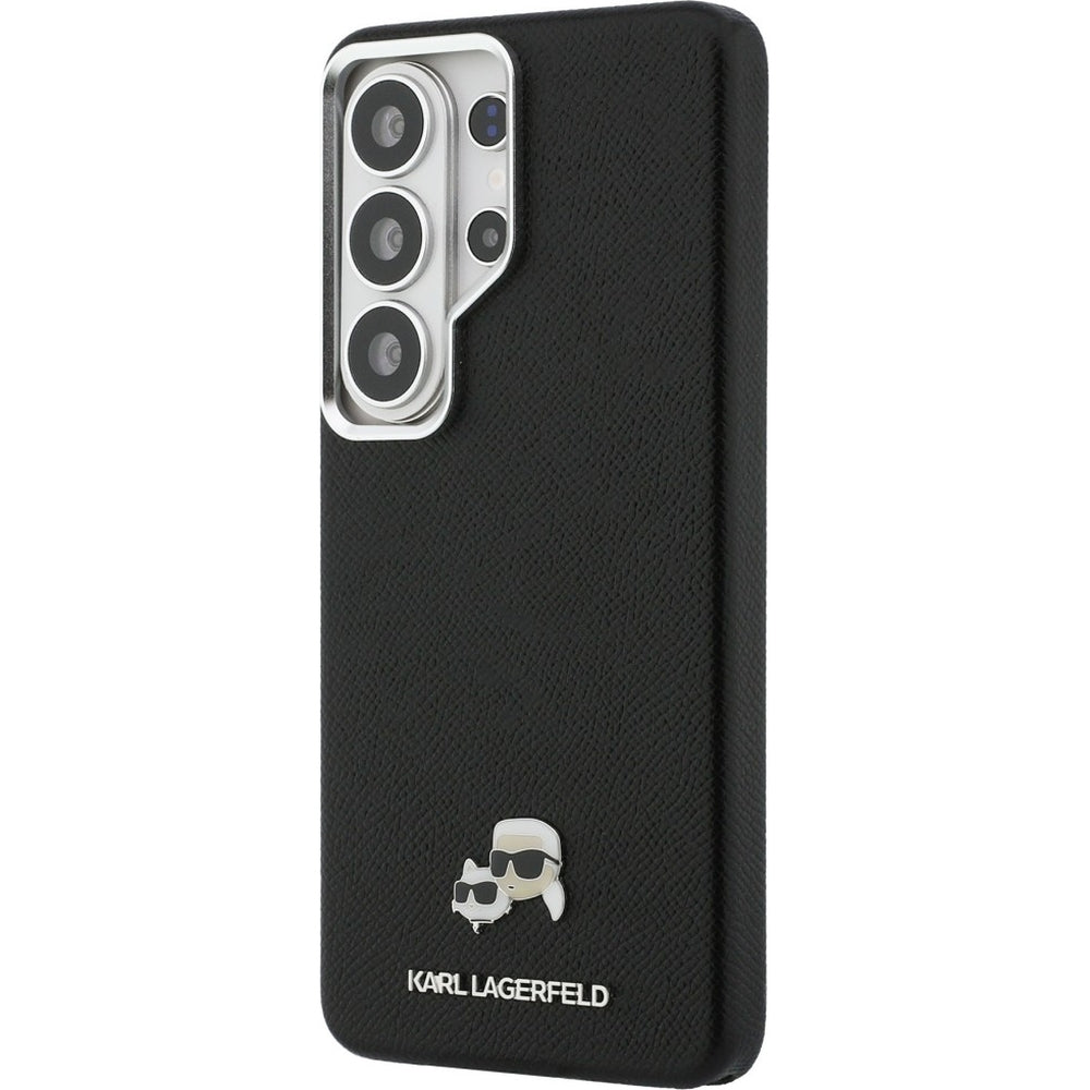 Handyhülle für Galaxy S26 Ultra, Karl Lagerfeld Saffiano Full Wrapped MagSafe, Schwarze mit Karl Lagerfeld und seiner Katze Choupette