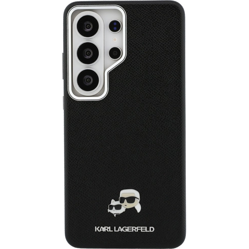 Handyhülle für Galaxy S26 Ultra, Karl Lagerfeld Saffiano Full Wrapped MagSafe, Schwarze mit Karl Lagerfeld und seiner Katze Choupette