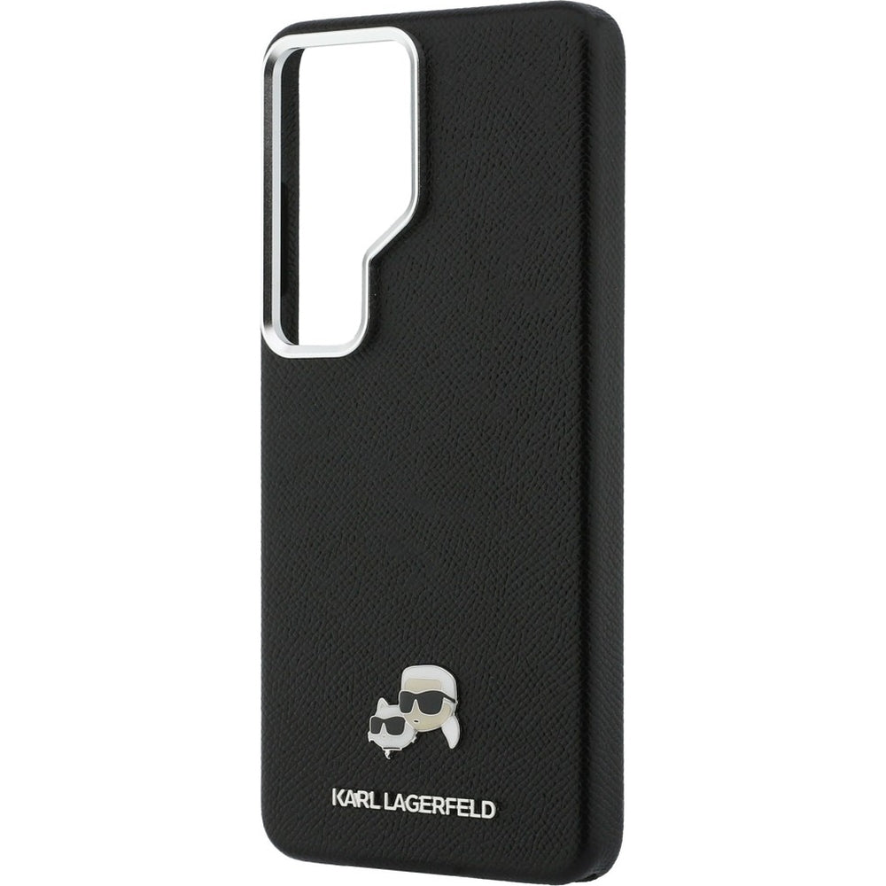 Handyhülle für Galaxy S26 Ultra, Karl Lagerfeld Saffiano Full Wrapped MagSafe, Schwarze mit Karl Lagerfeld und seiner Katze Choupette