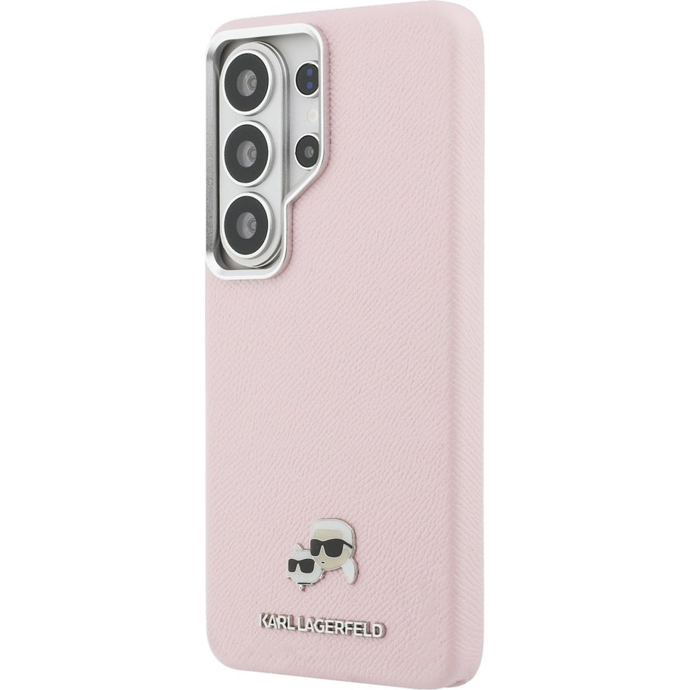 Handyhülle für Galaxy S26 Ultra, Karl Lagerfeld Saffiano Full Wrapped MagSafe, Rosa mit Karl Lagerfeld und seiner Katze Choupette