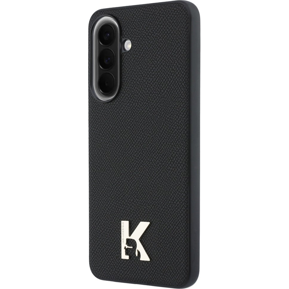 Handyhülle für Galaxy A37 5G, Karl Lagerfeld Hardcase Leather, Schwarz mit K-Logo