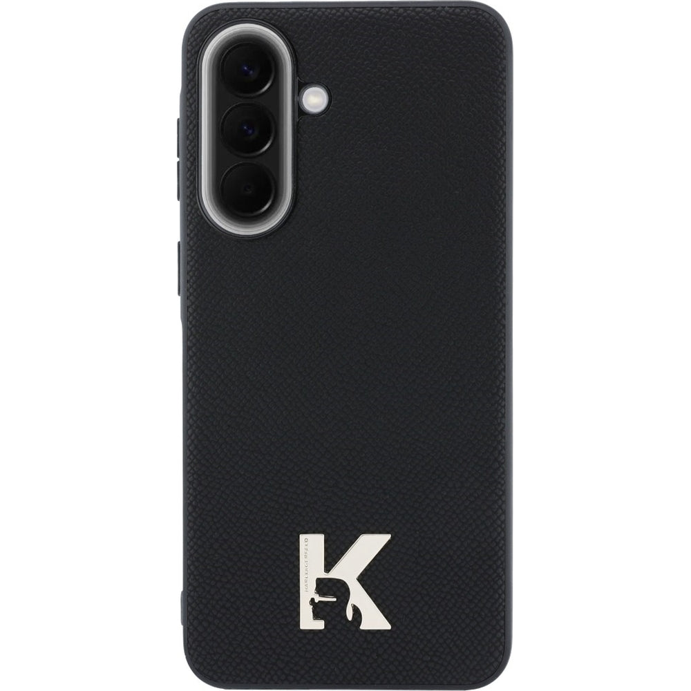 Handyhülle für Galaxy A37 5G, Karl Lagerfeld Hardcase Leather, Schwarz mit K-Logo