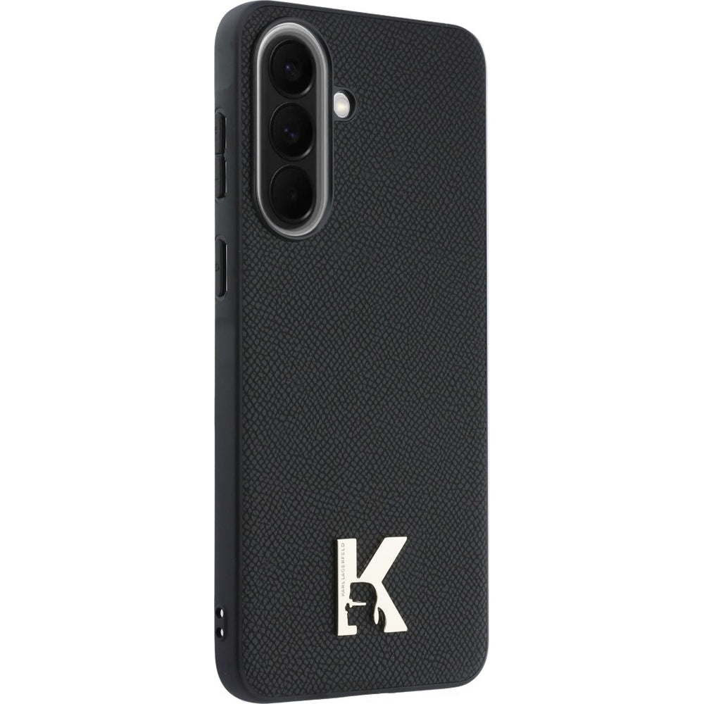 Handyhülle für Galaxy A57 5G, Karl Lagerfeld Hardcase Leather, Schwarz mit K-Logo