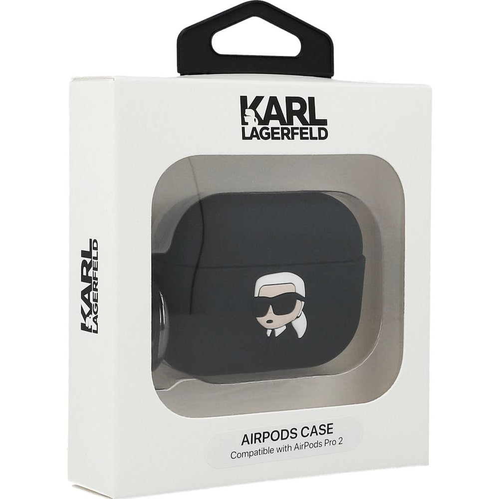 Schutzhülle für AirPods Pro 2, Karl Lagerfeld Karl Head Silicone, Schwarz