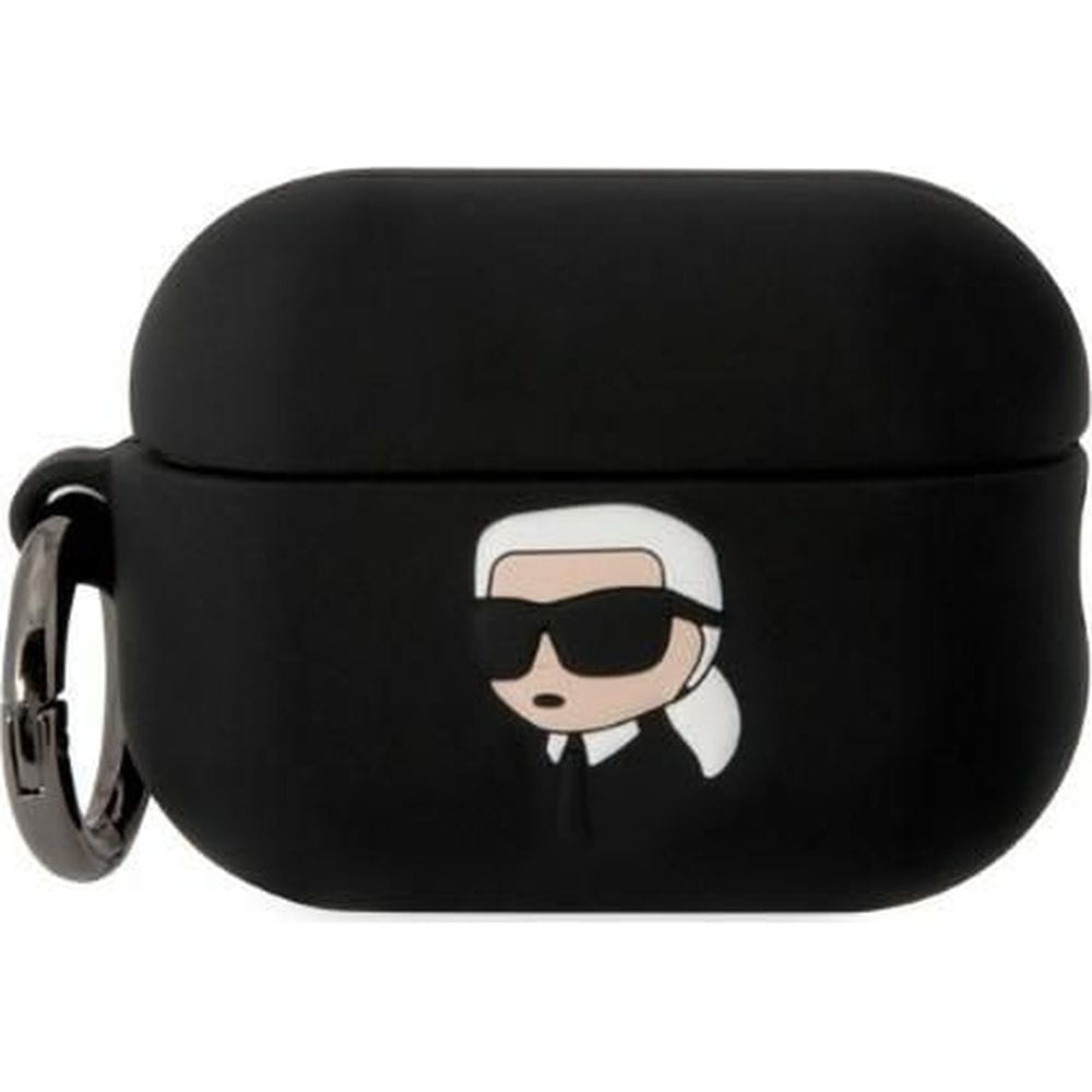 Schutzhülle für AirPods Pro 2, Karl Lagerfeld Karl Head Silicone, Schwarz