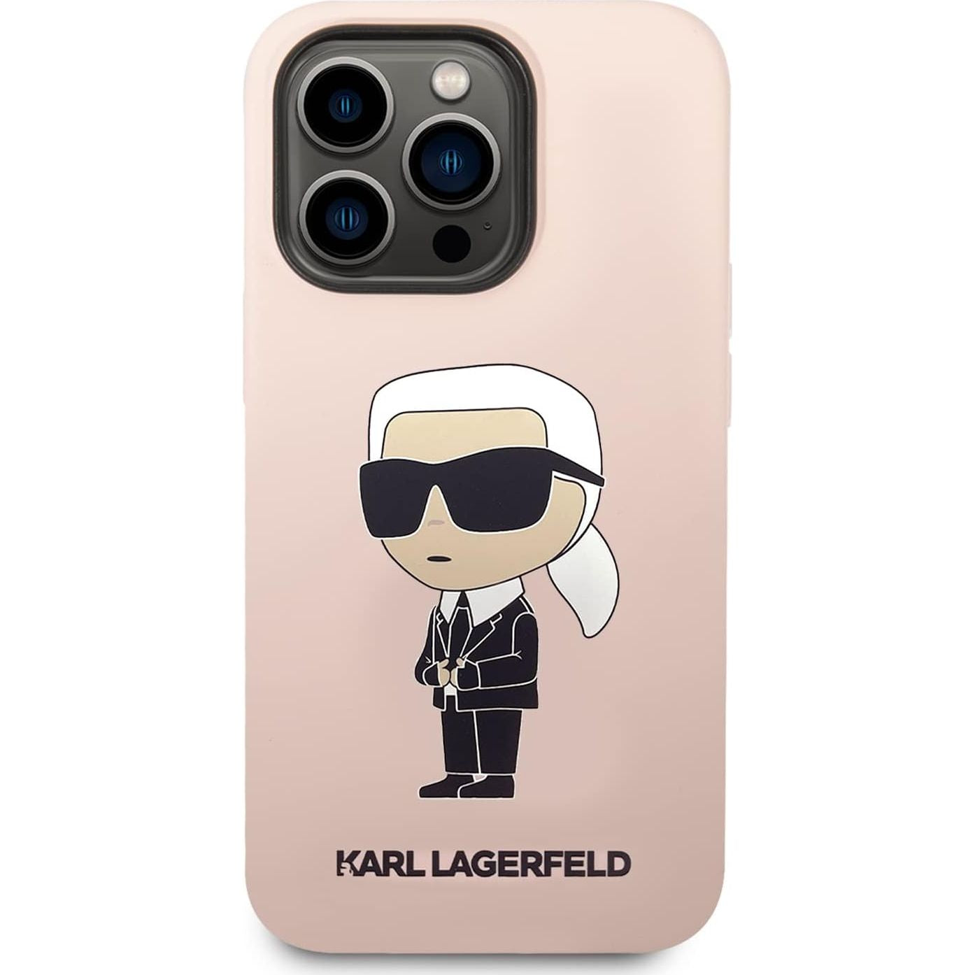 Schutzhülle für iPhone 14 Pro Max, Karl Lagerfeld Silicone Ikonik, Rosa