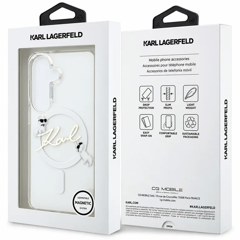 Handyhülle für Galaxy S26 FE, Karl Lagerfeld IML Choupette and Karl Script Logo für MagSafe, Transparent (7/7)