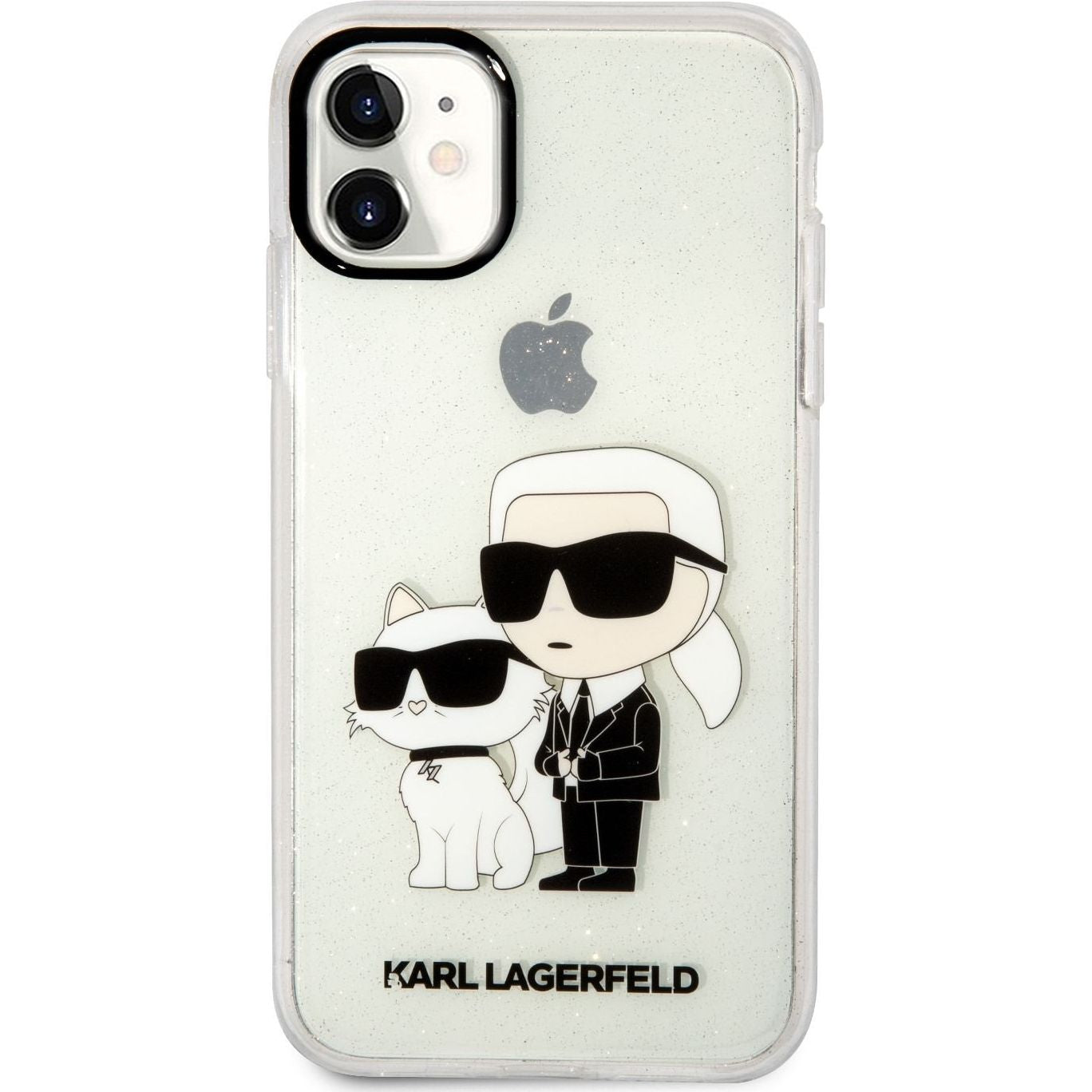 Schutzhülle Karl Lagerfeld Karl & Choupette für iPhone 11, Transparent Glitter