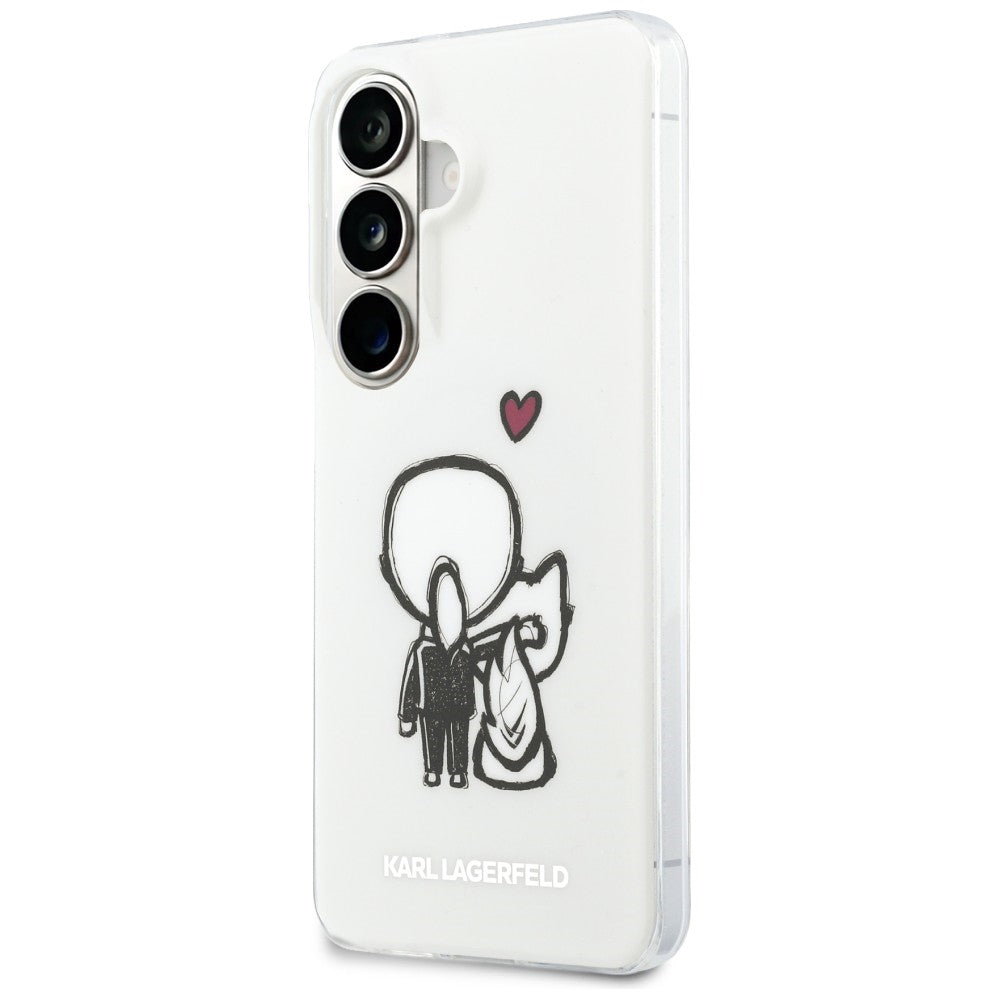 Handyhülle für Galaxy S26,  Karl Lagerfeld IML Print MagSafe, Transaprent mit Karl Lagerfeld und seiner Katze Choupette