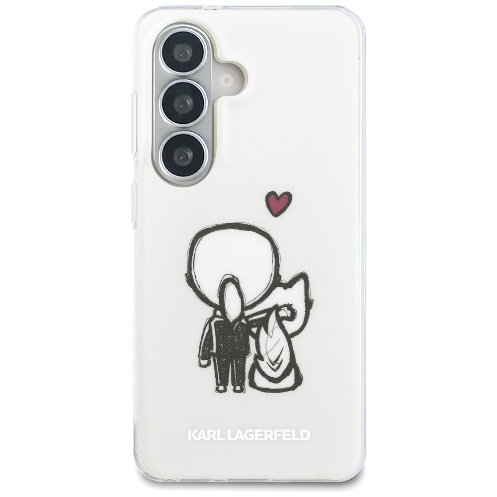 Handyhülle für Galaxy S26,  Karl Lagerfeld IML Print MagSafe, Transaprent mit Karl Lagerfeld und seiner Katze Choupette