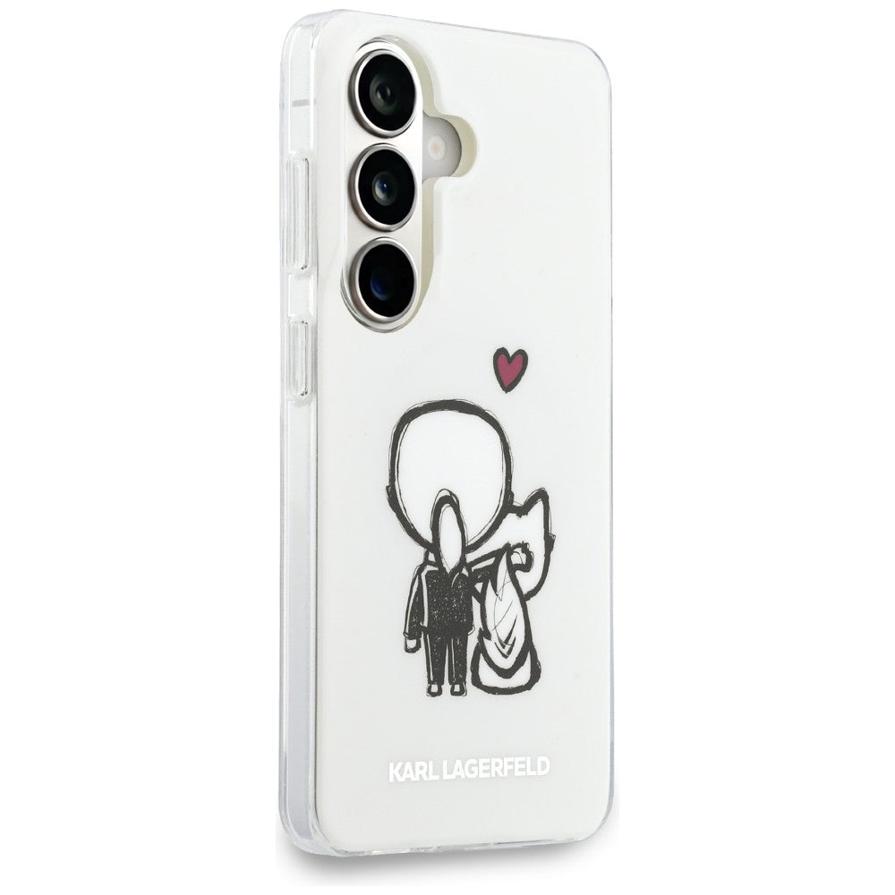 Handyhülle für Galaxy S26,  Karl Lagerfeld IML Print MagSafe, Transaprent mit Karl Lagerfeld und seiner Katze Choupette