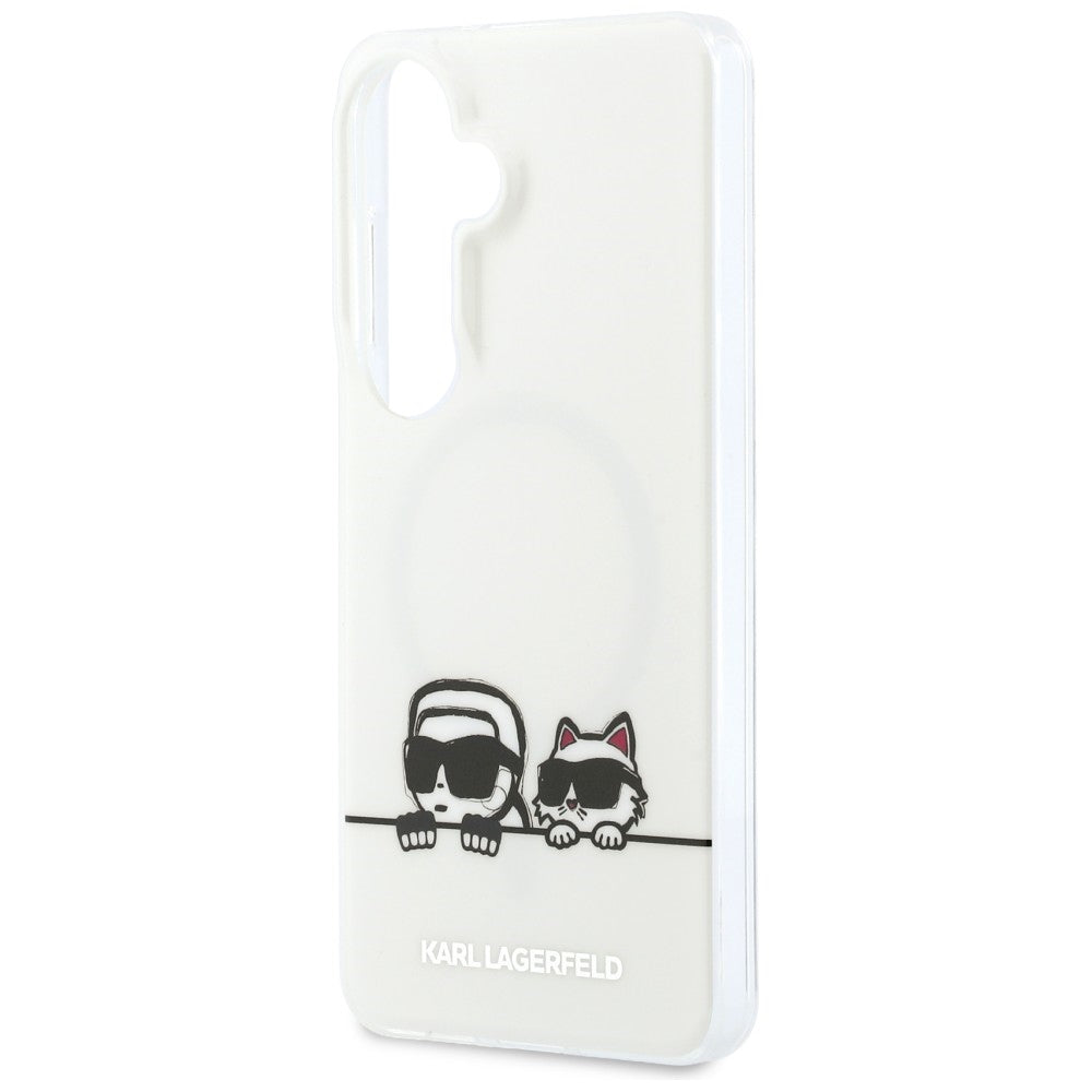 Handyhülle für Galaxy S26 Plus,  Karl Lagerfeld IML Print MagSafe,  Weiß mit Karl Lagerfeld und seiner Katze Choupette
