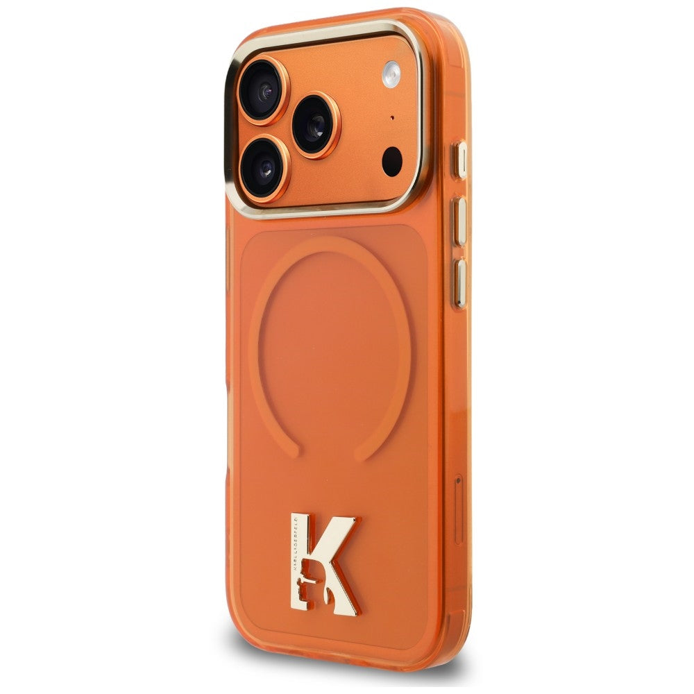 Handyhülle für iPhone 18 Pro Max / 17 Pro Max, Karl Lagerfeld IML K Head mit MagSafe, Orange