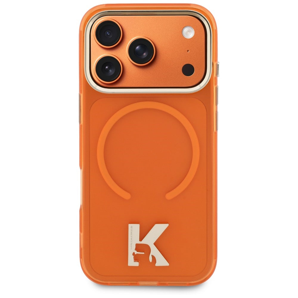 Handyhülle für iPhone 18 Pro Max / 17 Pro Max, Karl Lagerfeld IML K Head mit MagSafe, Orange