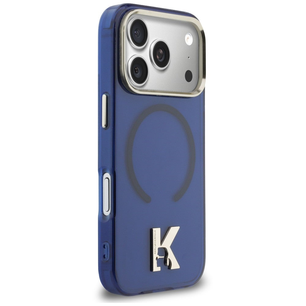 Handyhülle für iPhone 18 Pro / 17 Pro, Karl Lagerfeld IML K Head mit MagSafe, Blau