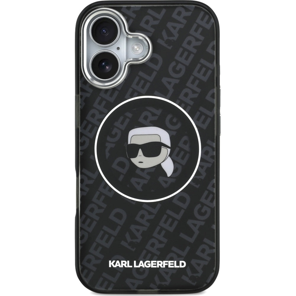 Handyhülle für iPhone 17, Karl Lagerfeld IML Choupette Head Logo MagSafe , Schwarz