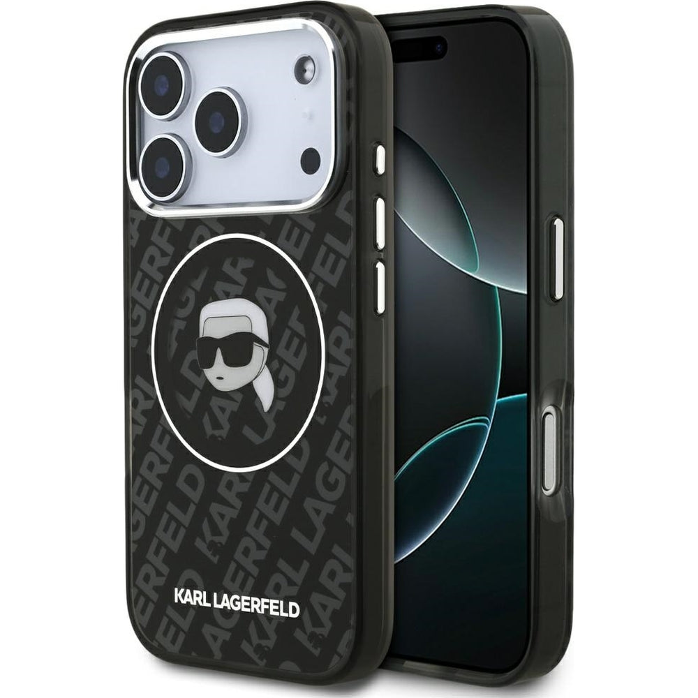 Handyhülle für iPhone 17 Pro, Karl Lagerfeld IML Choupette Head Logo MagSafe , Schwarz