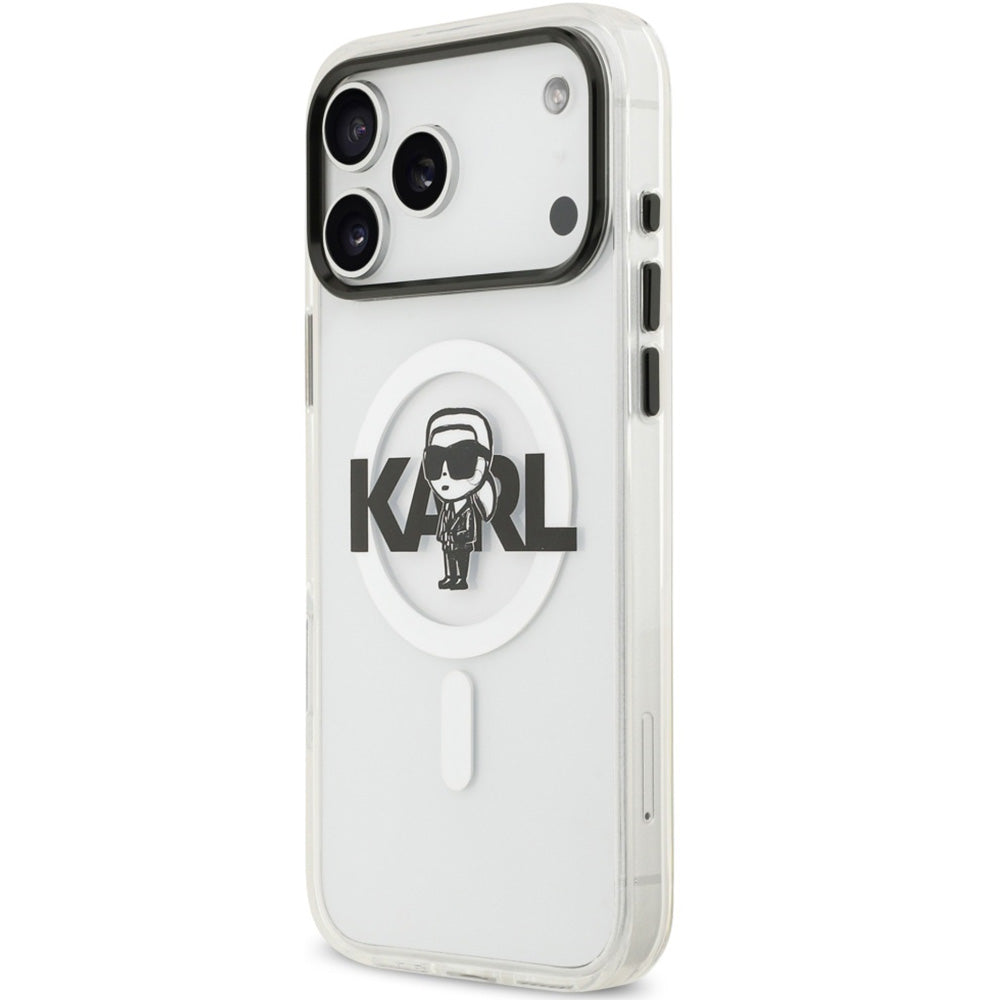 Handyhülle für iPhone 17 Pro Max, Karl Lagerfeld IML Karl Sketch Logo mit MagSafe, Transparent