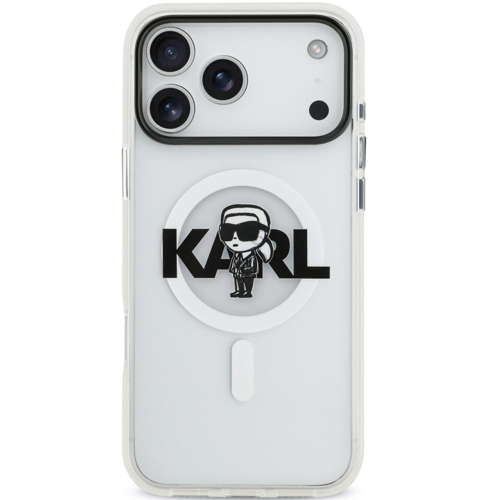 Handyhülle für iPhone 17 Pro Max, Karl Lagerfeld IML Karl Sketch Logo mit MagSafe, Transparent