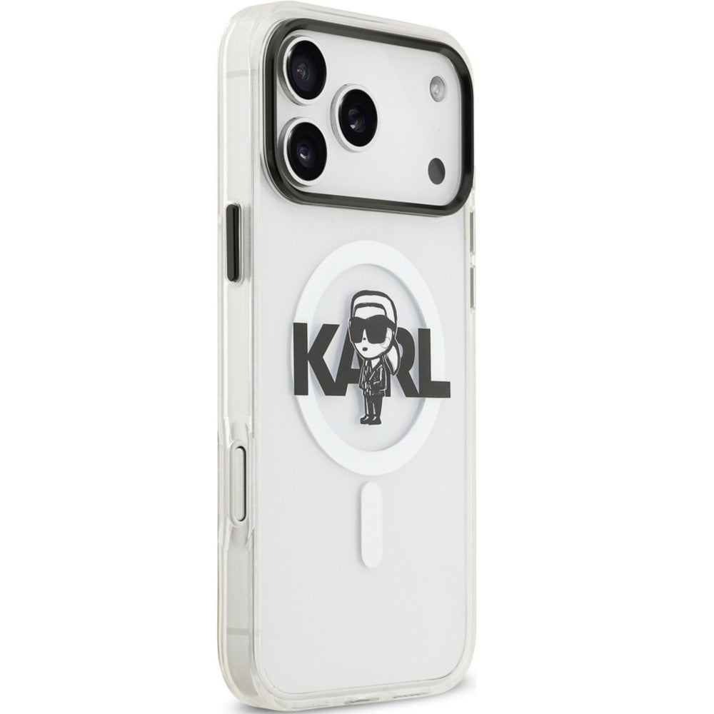 Handyhülle für iPhone 17 Pro Max, Karl Lagerfeld IML Karl Sketch Logo mit MagSafe, Transparent