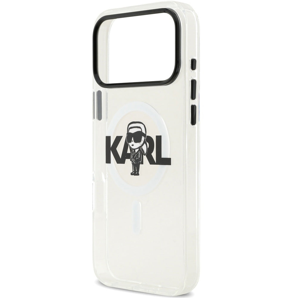 Handyhülle für iPhone 17 Pro Max, Karl Lagerfeld IML Karl Sketch Logo mit MagSafe, Transparent