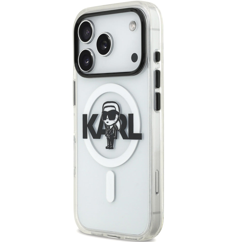 Handyhülle für iPhone 17 Pro, Karl Lagerfeld IML Karl Sketch Logo mit MagSafe, Transparent