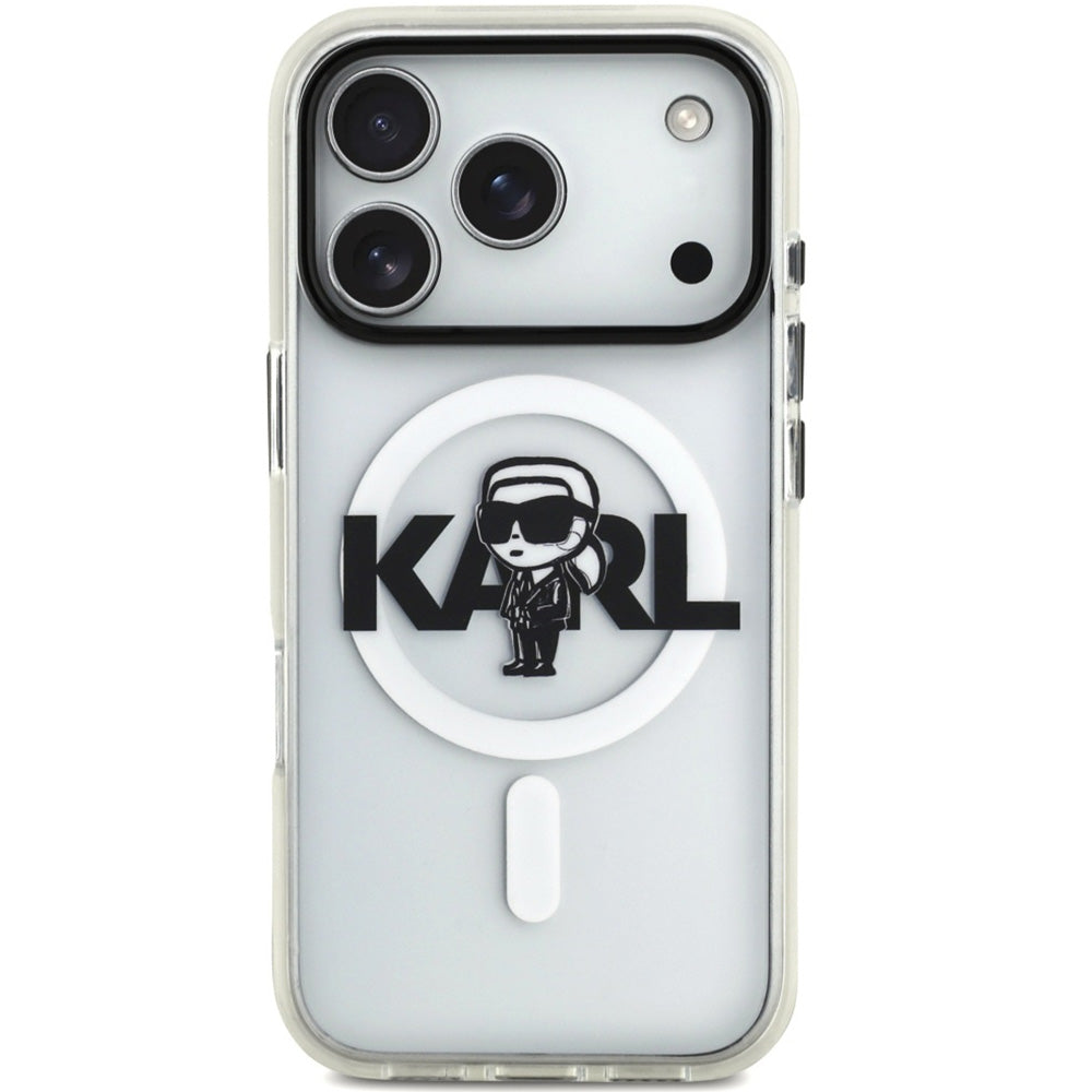 Handyhülle für iPhone 17 Pro, Karl Lagerfeld IML Karl Sketch Logo mit MagSafe, Transparent