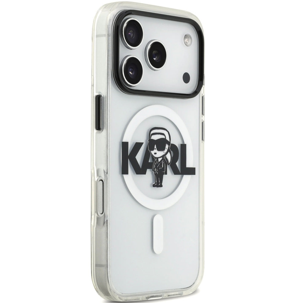 Handyhülle für iPhone 17 Pro, Karl Lagerfeld IML Karl Sketch Logo mit MagSafe, Transparent