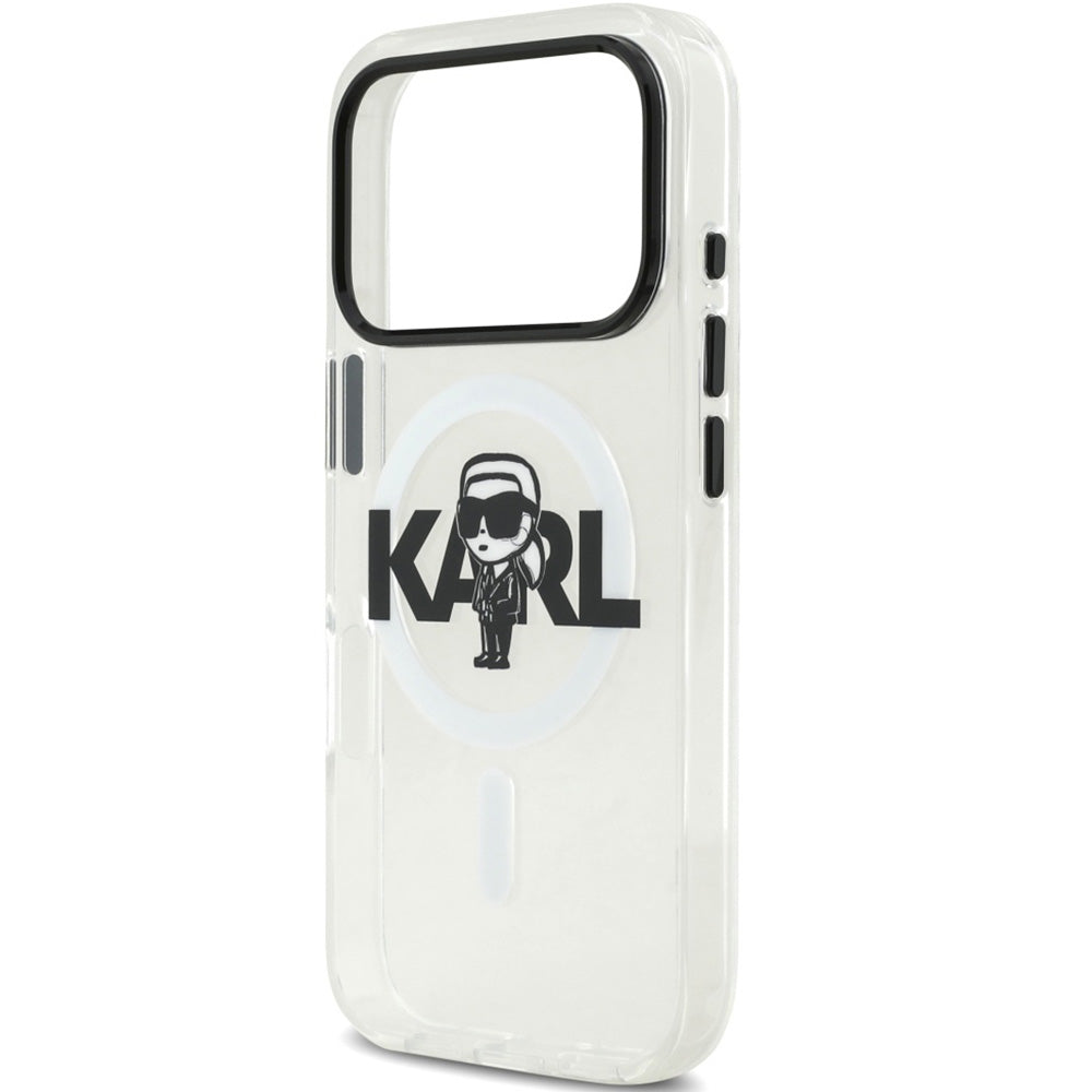 Handyhülle für iPhone 17 Pro, Karl Lagerfeld IML Karl Sketch Logo mit MagSafe, Transparent