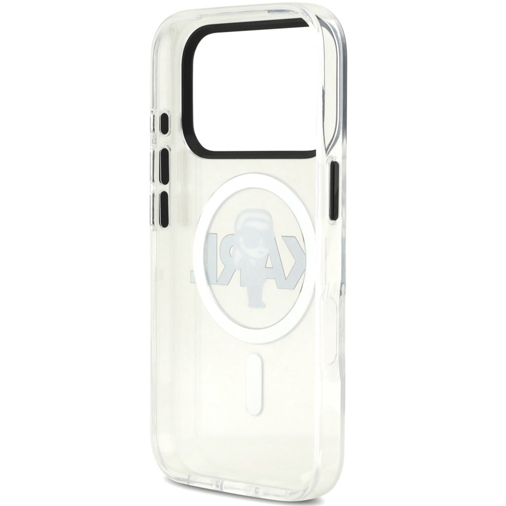Handyhülle für iPhone 17 Pro, Karl Lagerfeld IML Karl Sketch Logo mit MagSafe, Transparent