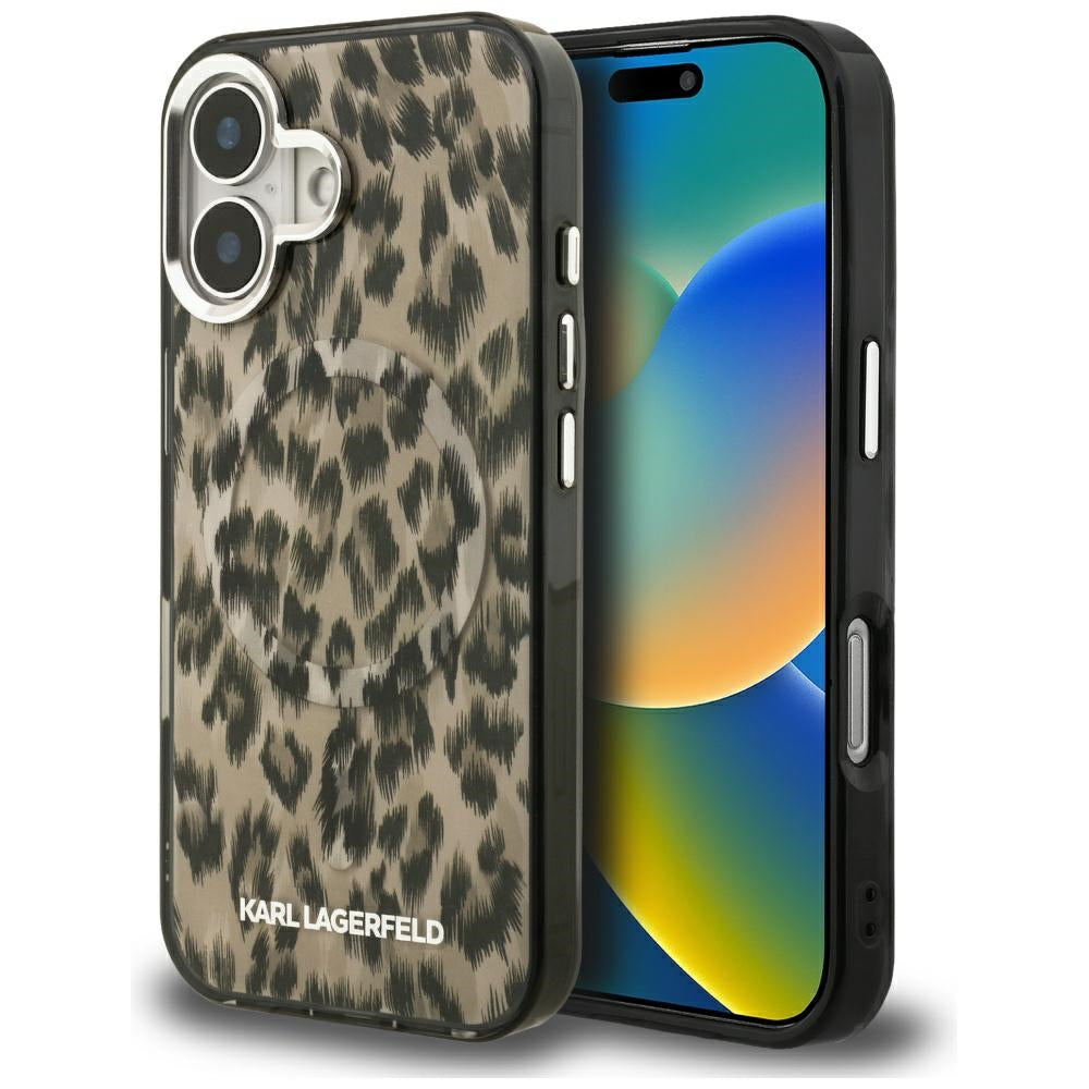Handyhülle Karl Lagerfeld IML Leopard Pattern MagSafe für iPhone 16, Braun