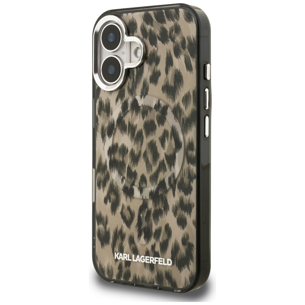 Handyhülle Karl Lagerfeld IML Leopard Pattern MagSafe für iPhone 16, Braun